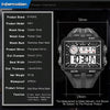 SYNOKE 6861 Outdoor Luminous Waterproof Multi-Function Square Large Screen Display Sports Electronic Watch(Black Gold)