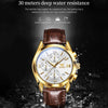 OLEVS 2872 Men Three Eyes Six Needles Chronograph Waterproof Quartz Watch(White + Gold)