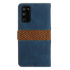 For Samsung Galaxy S20 FE Grid Stitching Leather Phone Case with Lanyard(Blue)
