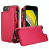 For iPhone SE 2022 / 2020 / 8 Double Flap Zipper RFID Leather Phone Case with Short Lanyard(Red)