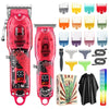 Haircutter Set Transparent Body Oil Head Electric Hair Clipper Men Home Electric Pusher(Earl Red)