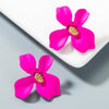 7 Pairs Women Fashion Flower Alloy Petal Earrings(Rose Red)