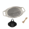 NOBANA Outdoor BBQ Pan Camping Stainless Steel Frying Pan, Style: BBQ Pan+BBQ Net+Hemp Rope