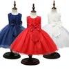 Rose Red Girls Sleeveless Rose Flower Pattern Bow-knot Lace Dress Show Dress, Kid Size: 90cm