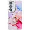 For Samsung Galaxy A26 5G Electroplated Marble Texture Ring Holder Phone Case(Red S7)