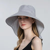 8112 Ladies Sunshade Large Brim Ponytail Bucket Hat(Grey)