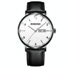 BINBOND B3820 30M Waterproof Ultra-thin Quartz Luminous Starry Watch, Color: Black Leather-Black-White