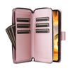 For Samsung Galaxy S22+ 5G Nine-card Slots Zipper Wallet Bag Leather Phone Case(Rose Gold)