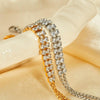 OPK GS1523 Stainless Steel Double Chain Double Row Diamonds Simple Bracelet, Color: Gold