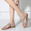 Bohemia Summer Women Crystal Flat Sandals, Shoe Size:38(Black)