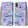 For Alcatel 1L (2021) Coloured Drawing Cross Texture Horizontal Flip PU Leather Case with Holder & Card Slots & Wallet & Lanyard(Fluorescent Water Texture)