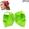 5 PCS 6 Inch Colorful Kids Girls Big Solid Ribbon Hair Bow Clips(20)