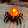 LED Halloween Spider Candle Light Electronic Ambient Decorative Night Lamp Desktop Ornament(Warm Light)