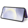 For Samsung Galaxy S23 5G Rhombic Dual Buckle Card Slots Phone Case with Lanyard(Purple)