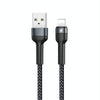 REMAX RC-124i 1m 2.4A USB to 8 Pin Aluminum Alloy Braid Fast Charging Data Cable for iPhone, iPad(Black)