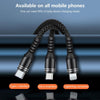 6A 66W 3 in 1 USB to 8 Pin + Micro USB + USB-C / Type-CFast Charging Braided Data Cable(Black)
