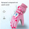 Cartoon Cat Pattern Girls Cute Cotton Gloves Children Ski Windproof and Warm Gloves Non-Slip and Waterproof Riding Gloves, Size: M(Pink)
