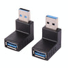 2 PCS L-Shaped USB 3.0 Male to Female 90 Degree Angle Plug Extension Cable Connector Converter Adapter (Black)