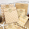 2sets Wave Dot Packaging Kraft Paper Bag Stickers DIY Baking Packaging Gift Bags(G4-41+Merci Sticker)