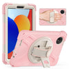 For Xiaomi Redmi Pad SE 8.7 Rotatable Holder Silicone Hybrid PC Tablet Case with Shoulder Strap(Cherry Blossom Pink)