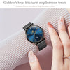 OLEVS 5869 Ladies Business Waterproof Steel Strap Quartz Watch(Blue + Black)
