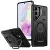 For Samsung Galaxy A35 5G Shield Hollow Frame Holder MagSafe Phone Case(Black)