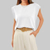 Women Summer Loose Top Basic T-Shirt Round Neck Casual Tank, Size: XL(White)