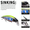 PROBEROS DW592 Sinking Minnow Lure Long Casting Fake Bait Bionic Plastic Hard Bait(Color E)
