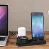 3 in 1 Silicone Charging Dock for AirPods Pro & Apple Watch & iPhone, with Bracket Funtcion(Black)