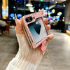 For Samsung Galaxy Z Flip4 5G Sparkling Diamond Rhombus PC Phone Case with Ring(Pink)