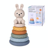 Baby Stacking Nesting Circle Toy Soft Squeeze Building Blocks Sensory Toys, Style: Rabbit