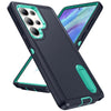 For Samsung Galaxy S25 Ultra 5G Rugged PC Hybrid Silicone Phone Case with Holder(Dark Blue+Light Green)