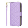 For Samsung Galaxy S25+ 5G Crossbody Rhombic Zipper Tower Buckle Leather Phone Case with Lanyard(Purple)