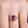 Fashion Red Tourmaline Rose Gold Flower Shape Women Ring, Ring Size:7