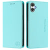 For Samsung Galaxy A05 4G Global RC01 Dual-Folded Magnetic Suction RFID Leather Phone Case(Mint Green)
