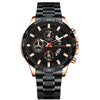 FNGEEN 5225 Multifunctional Waterproof Quartz Watch, Color: Black Steel Rose Shell Black Surface