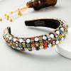 Thick Sponge Headband Retro Pressure Headband With Rhinestones(Transparent White)