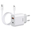 REMAX RP-U68 20W USB+USB-C/Type-C Dual Interface Fast Charger Set, Specification:EU Plug(White)