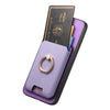 For Samsung Galaxy A25 Retro Cross Leather Ring Vertical Insert Card Bag MagSafe Phone Case(Purple)