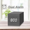 Multicolor Sounds Control Wooden Clock Modern Digital LED Desk Alarm Clock Thermometer Timer Black Green