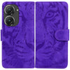 For Asus Zenfone 9 Tiger Embossing Pattern Flip Leather Phone Case(Purple)