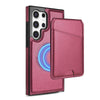 For Samsung Galaxy S25 Ultra 5G Skin Feel Detachable Card Bag Magsafe Phone Case(Wine Red)