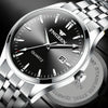 FNGEEN 2111 Men Simple Luminous Calendar Quartz Watch(Black Leather White Shell White Surface)