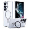 For Samsung Galaxy S25 Ultra 5G MagSafe Airbag Shockproof Frosted Phone Case with Fold Holder(Silver)