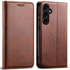 For Samsung Galaxy S25+ 5G Suteni Calf Texture Horizontal Flip Leather Phone Case(Brown)