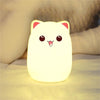 Color Change Cat Shape USB Rechargeable LED Silicone Soft Nightlight (Pink)