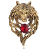 Retro Wolf Head Brooches Creative Personality Animal Pin Men Suits Coat Badge Accessories(Golden)