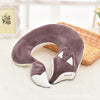 Lovely Fox Animal Cotton Plush U Shape Neck Pillow for Travel Car  Plane Travel(light blue)