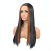 Women Medium Haircut Bleaching And Dyeing Long Straight Wigs(Black Brown)
