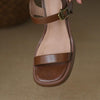 Summer Platform Mid Heel Open Toe Sandals, Size: 38(Brown)